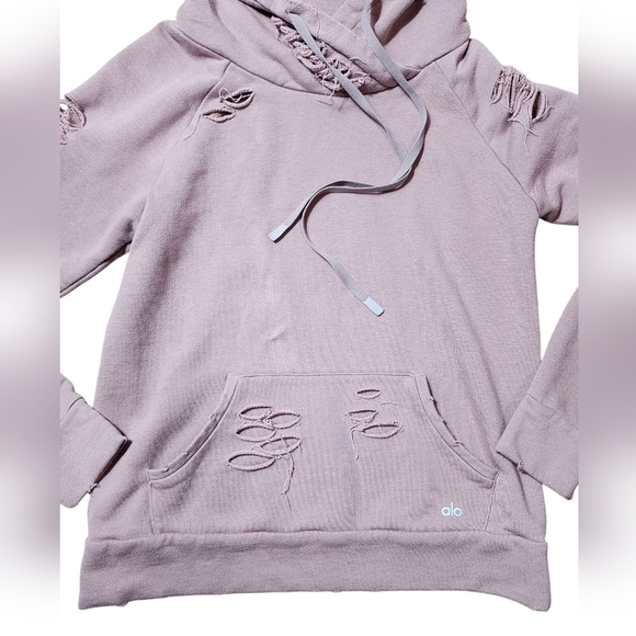 Alo Yoga Distressed Casual Hoodie Pullover Women Size Small - Picture 5 of 11
